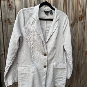 Tahari 100% Linen Unstructured Button Front Womens Blazer Jacket SIZE Medium